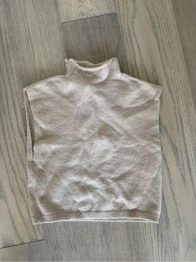 Re Ona Sleeveless Mock Neck Knit Top in Light Beige